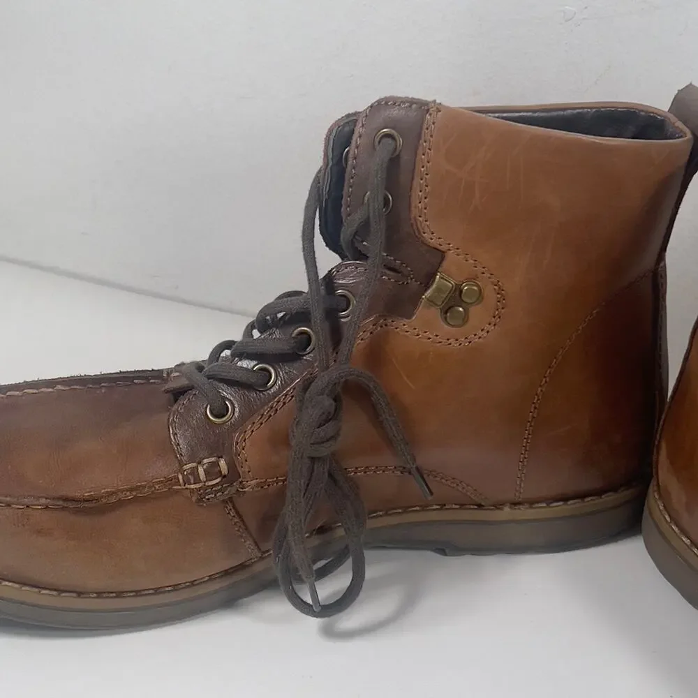 GBX Layne Men's Brown Lace Up Moc Toe Leather Ankle Chukka Boots Size 10 1/2 Med
